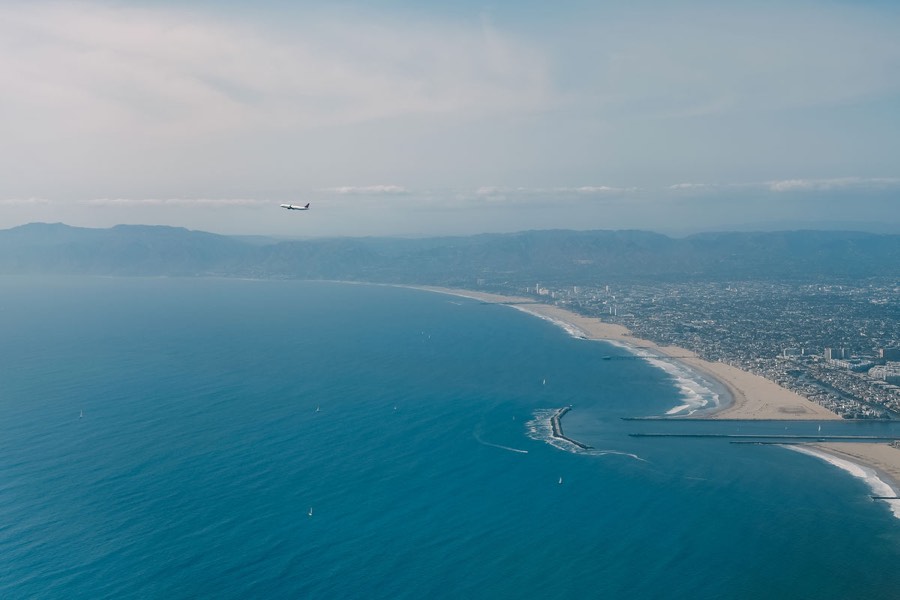 The Los Angeles coastline from a departing plane